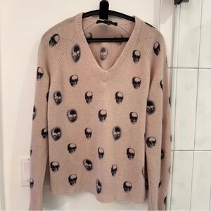 Skull Cashmere Dusty Pink V-Neck Sweater